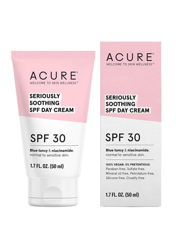 Acure Seriously Soothing Spf 30 Day Cream | 100% Vegan | For Dry To Sensitive Skin | Blue Tansy & Niacinamide - Soothes & Provides Sunscreen | 1.7 Fl Oz