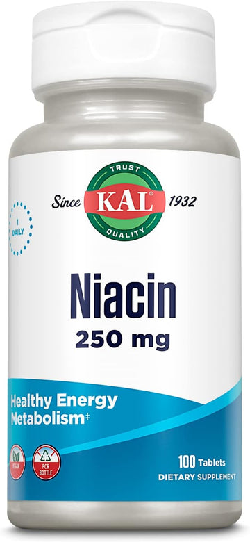 Kal 250 Mg Niacin Tablets, 100 Count