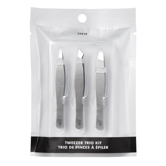 E.L.F. Tweezer Trio Kit, Three Mini Eyebrow Tweezers For Shaping, Defining & Grooming Brows, Great For Touchups On The Go, Vegan & Cruelty-Free