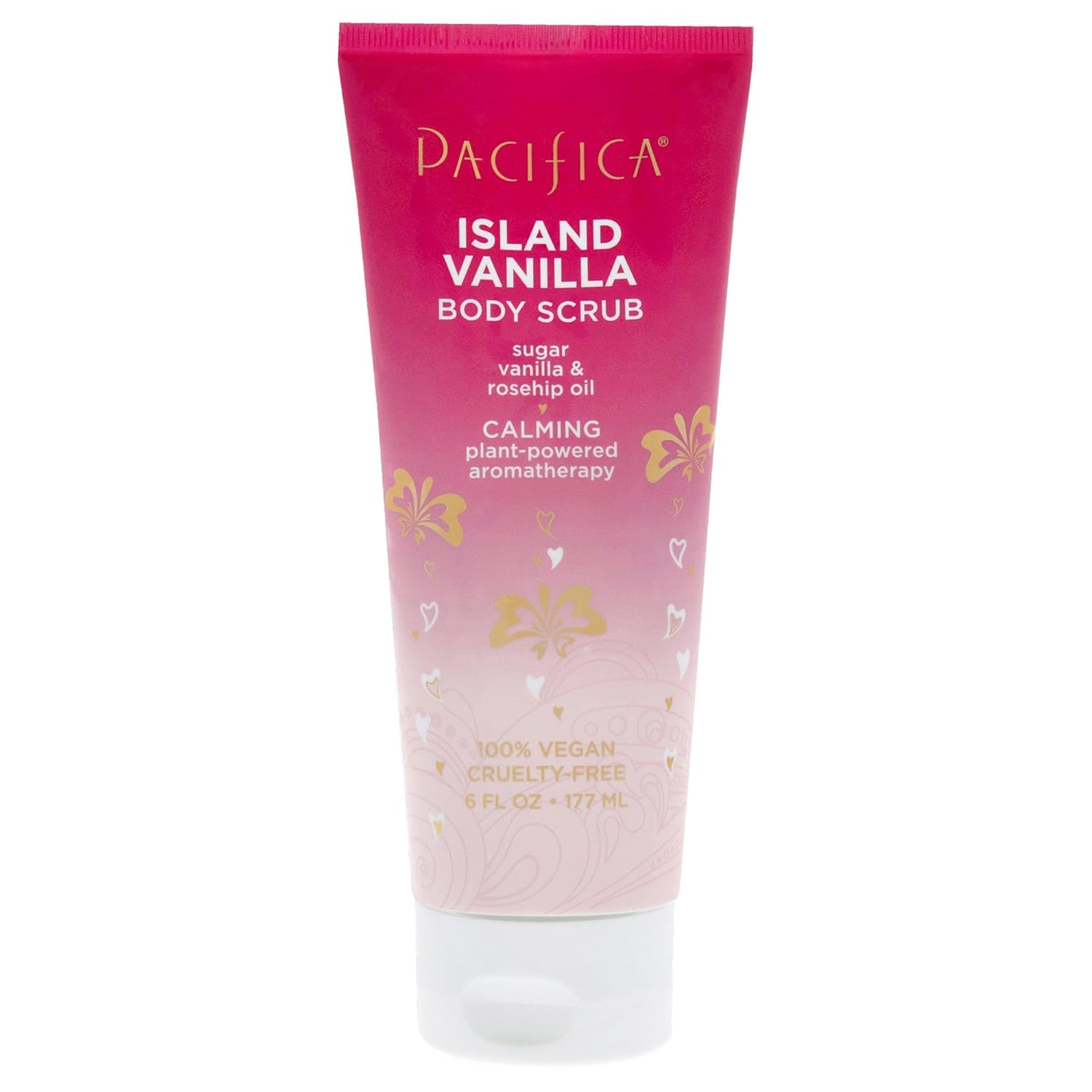 Pacifica Beauty, Island Vanilla Body Scrub, Exfoliating, Sugar, Rosehip Oil, Body Polish, Bath & Shower, Clean, Paraben, Vegan + Cruelty Free, Pink, 6 Oz