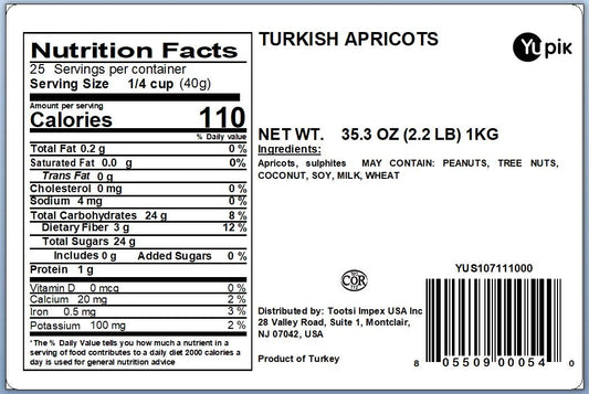 Yupik Dried Turkish Apricots, 2.2 Lb, Dried Fruits, Pitted Apricots, No Added Sugar, Naturally Sweet, Oil-Free, Source Of Fiber, Healthy Snacks, Ideal For Baking & Topping