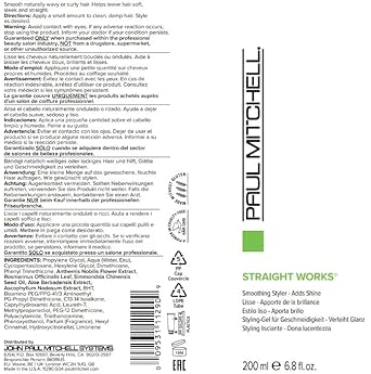 Paul Mitchell Straight Works Hair Gel, Smoothing Styler, Adds Shine, For Frizzy Hair, 6.8 fl. oz. : Paul Mitchell: Beauty & Personal Care