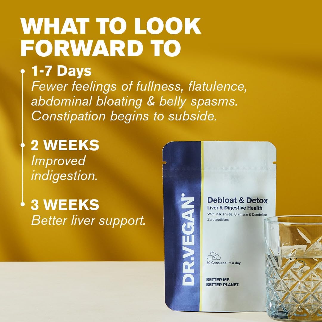Debloat & Detox | Liver and Digestion Health | Vitamins & Supplements | 60 Vegan Capsules |Two-A-Day | DR.VEGAN : Amazon.co.uk: Health & Personal Care