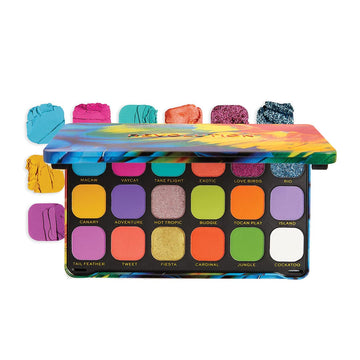 Revolution Beauty, Forever Flawless Eyeshadow Palette, 18 Pigmented Shades, Vibrant Pressed Powder Mattes, Shimmers, Glitters, Bird Of Paradise, 15 X 0.04 Oz