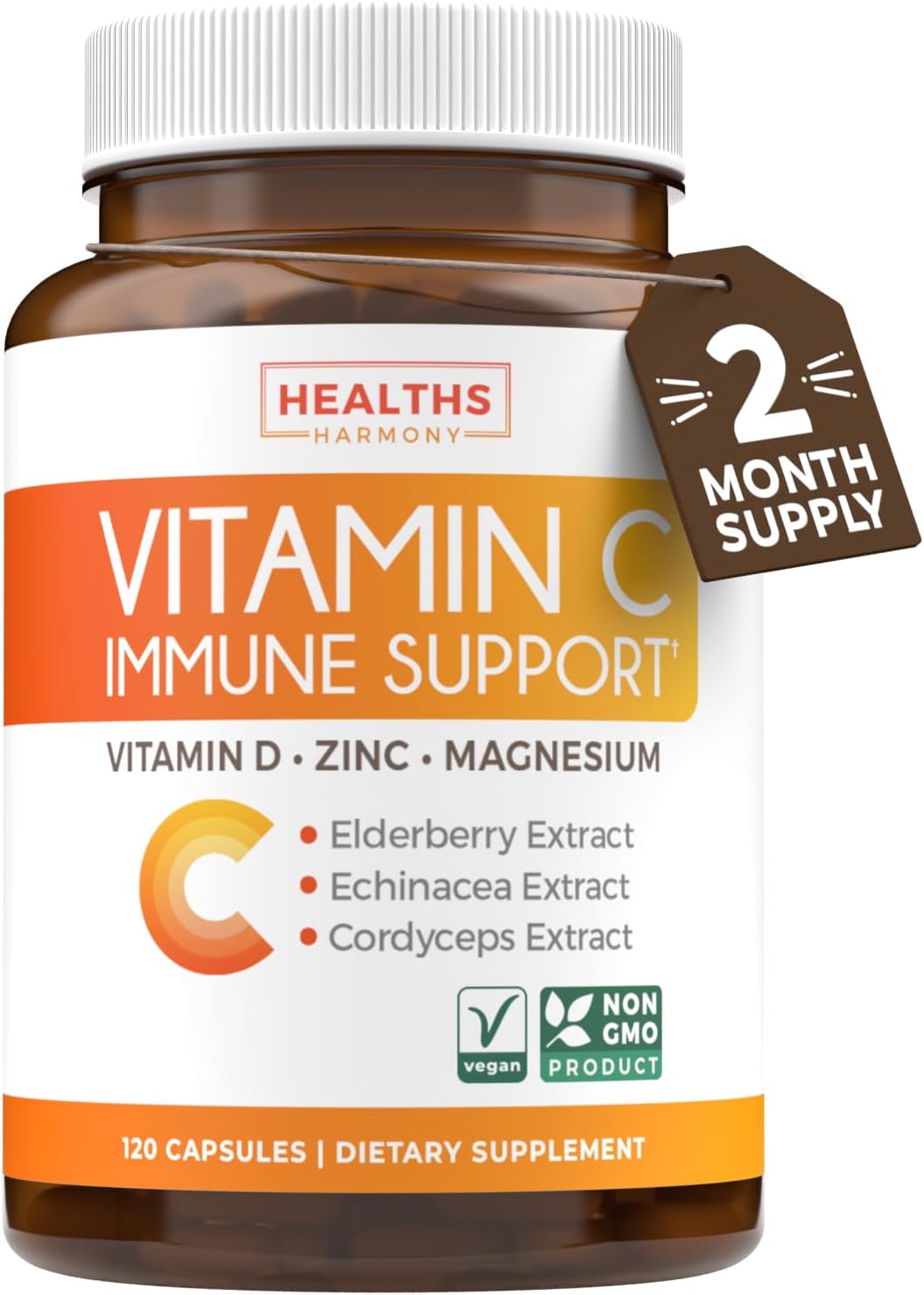 Vegan Vitamin C Gummies For Adults - Immune Support Gummies With Chewable Vitamin C 500Mg Per Serving For Daily And Seasonal Wellness - High Potency Non-Gmo Formula - Orange Flavor (1 Month Supply)