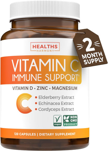 Vegan Vitamin C Gummies For Adults - Immune Support Gummies With Chewable Vitamin C 500Mg Per Serving For Daily And Seasonal Wellness - High Potency Non-Gmo Formula - Orange Flavor (1 Month Supply)