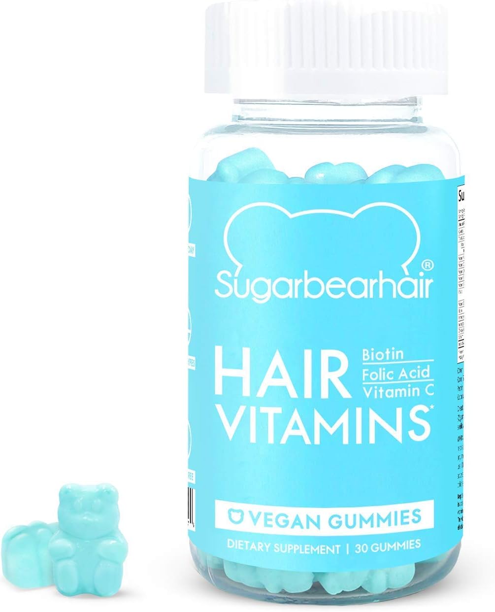 SugarbearPro Hair Vitamins with Biotin, Vitamin E, Coconut Oil, Zinc, Folic Acid, Inositol - Vegan Gummies for Luscious Hair and Nails - Supplement for Women & Men (14 Days Supply)