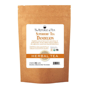 The Republic Of Tea Organic Dandelion Superherb Herbal Tea, Refill Pack Of 36 Tea Bags