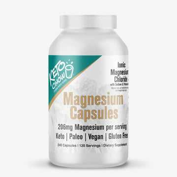 Keto Chow - Magnesium Capsules Supplement - 206Mg Ionic Magnesium Chloride W/Sodium, Potassium, Electrolytes - Vegan, Sugar & Gluten Free - 240 Count