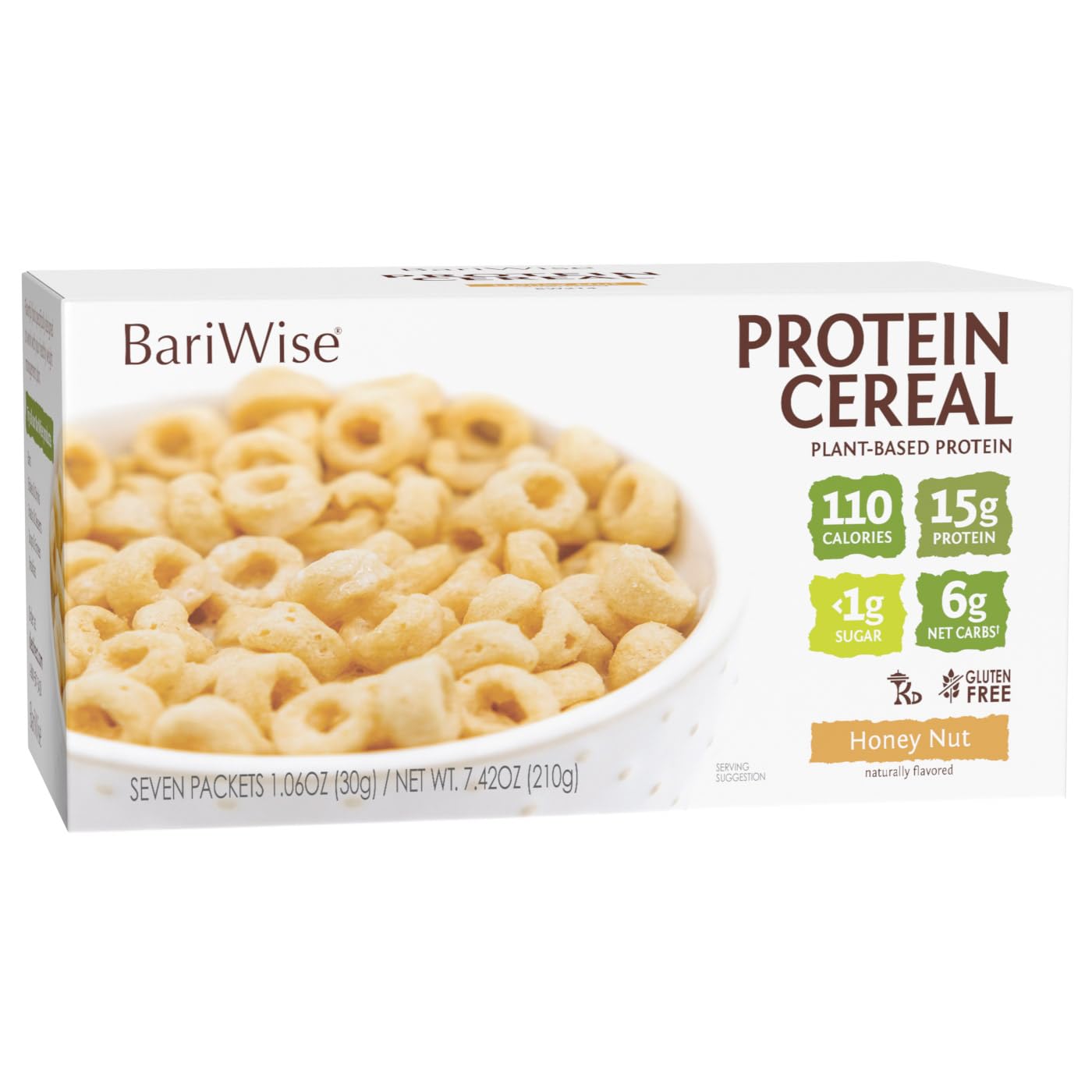 Bariwise Protein Cereal, Honey Nut, Low Sugar, Gluten Free, Keto Friendly & Low Carb (7Ct)