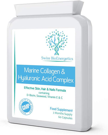 Marine Collagen & Hyaluronic Acid Complex - 60 Capsules - 500Mg Of Highly Bioavailable Naticol Hydrolysed Collagen