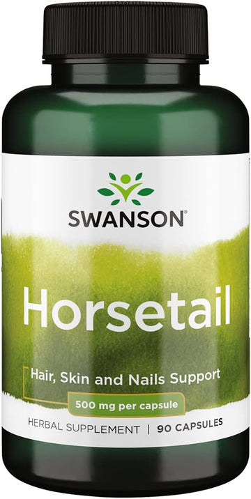 Swanson Horsetail - Herbal Supplement Supporting Healthy Hair, Skin & Nails - Natural Ingredients For Bone Health & Urinary Tract Support - (90 Capsules, 500Mg Each)