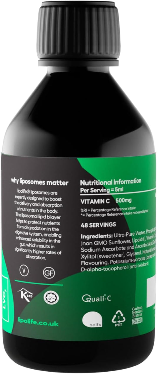 Lvc7 - Liposomal Vitamin C - Lemon Flavour - 240Ml - Alcohol Free - Lipolife - Advanced Nutrient Delivery
