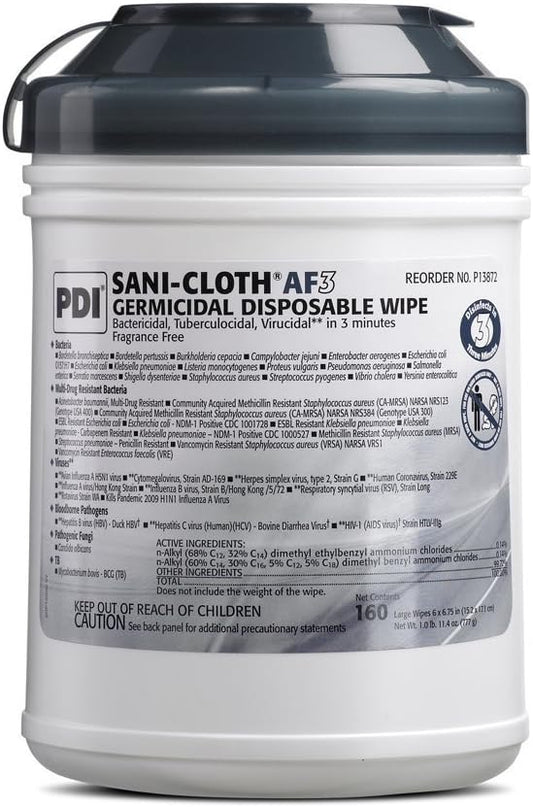 Sani-Cloth Af3 Wipes, Large, Case, 12 Canisters, 1920 Wipes, Canister, 6" X 6.75" : Health & Household