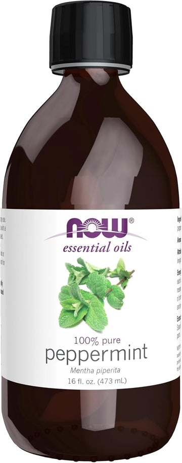 Now Foods Essential Oils, Peppermint Oil, Invigorating Aromatherapy Scent, Steam Distilled, 100% Pure, Vegan, Child Resistant Cap, 16-Ounce