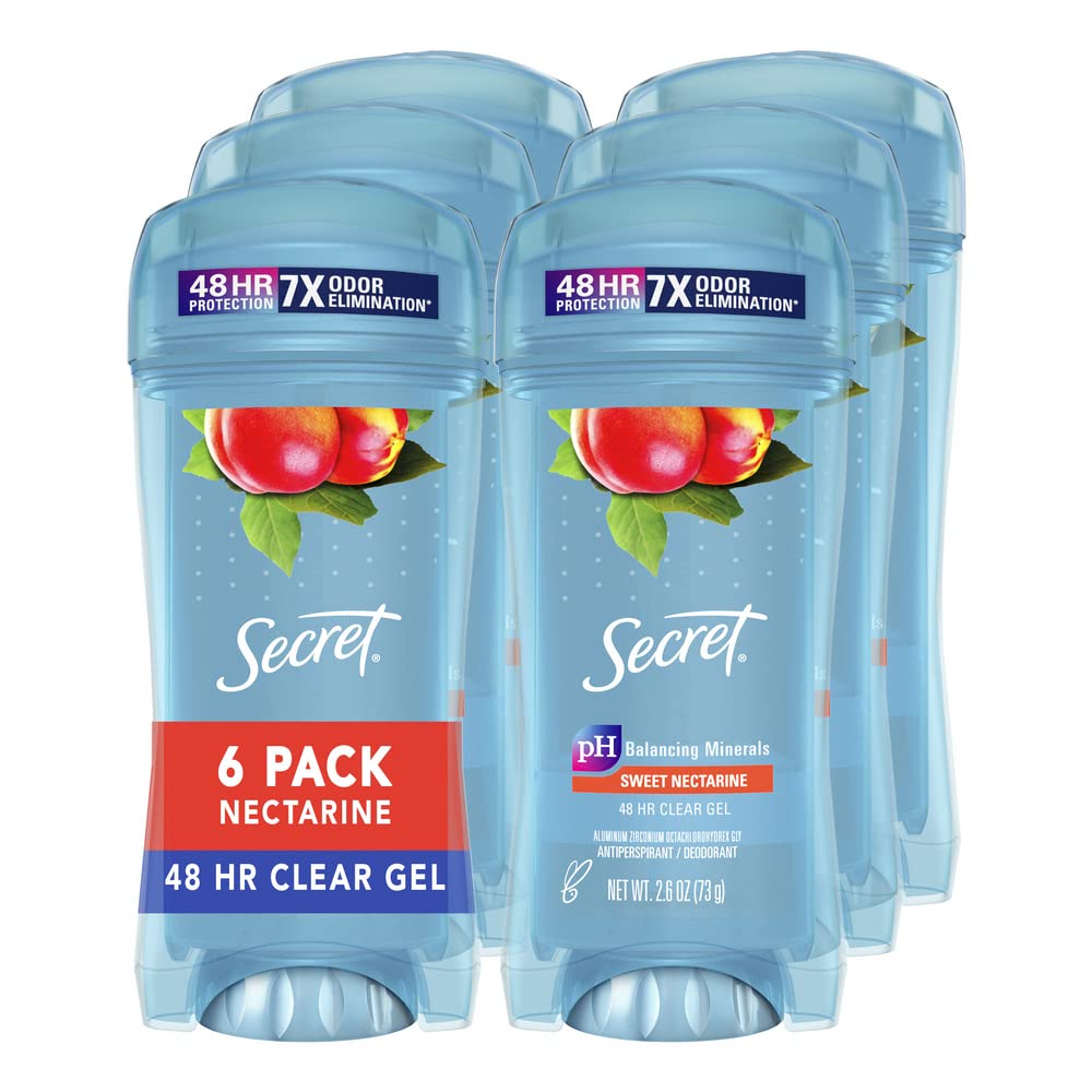 Secret Clear Gel Antiperspirant And Deodorant Women, Nectarine Scent 2.6 Oz (Pack Of 6)