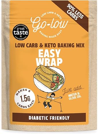 Go-Low Keto Wrap Mix - 1.5G Carbs, Low-Carb & Diabetic-Friendly. Sugar-Free, High Fibre, Wholefood Ingredients, Gluten-Free, Vegan & Paleo. No Additives - Just Simple Goodness. Soft & Flexible Wraps