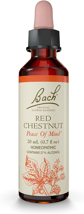 Bach Original Flower Remedies, Red Chestnut for Peace of Mind, Natural Homeopathic Flower Essence, Holistic Wellness and Stress Relief, Vegan, 20mL Dropper