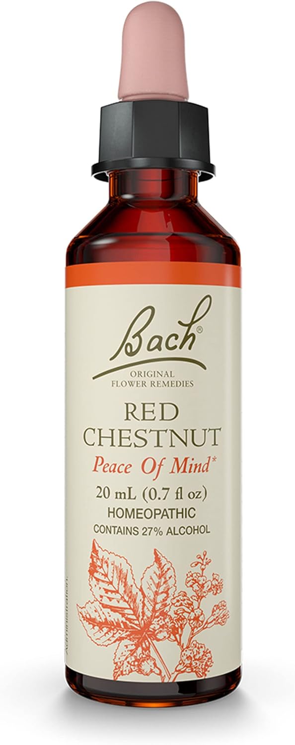 Bach Original Flower Remedies, Red Chestnut For Peace Of Mind, Natural Homeopathic Flower Essence, Holistic Wellness And Stress Relief, Vegan, 20Ml Dropper
