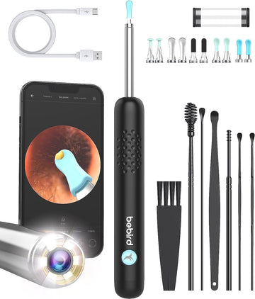 BEBIRD Ear Wax Removal Tool - R1 Upgraded Ear Cleaner with 1080P Camera, Smart Visual Earwax Remove Kits with 7 Pcs Ear Set for Daily Ear Pick, 6 LED Lights, 5 Ear Scoop Ear Tips Replacement, Black