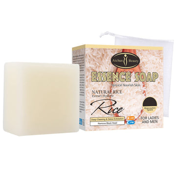 Aichun Beauty Essence Soap Natural Rice Extract Hydrate Deep Cleaning Detox Exfoliation Remove Black Head Resist Acnes Reduce Acne Scars Repair Damage 100G/3.38Fl.Oz