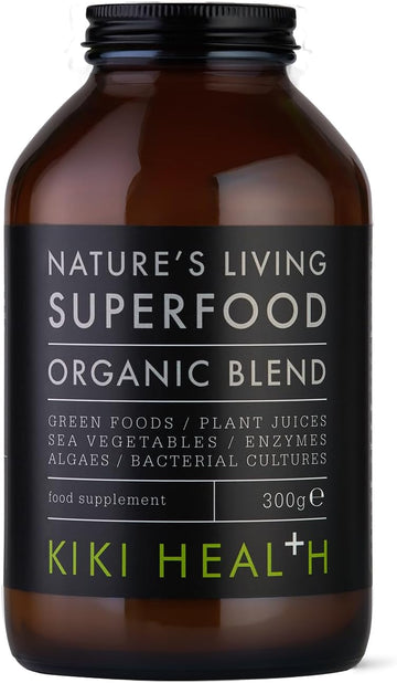 Kiki Health Organic Nature'S Living Superfood Powder | Digestive Enzymes | Antioxidant Supplement For Smoothie Mix & Daily Drink | Boosts Energy, Alkalize & Pure Detox | 300G