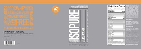Isopure Zero Carb 100% Pure Whey Isolate Protein Powder, Lactose Free, Gluten Free, With Vitamins, Vanilla Salted Caramel, 25G Protein Per Serving, 3 Lbs, 42 Servings