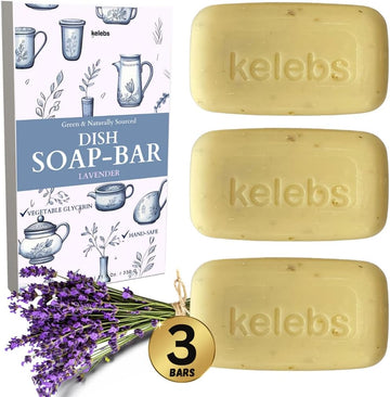 Lavender Hypoallergenic Dish Soap Bar - Organic - Pack of 3, Skin-Safe, Non-Toxic, Sustainable Kitchen Soap - Zero Waste