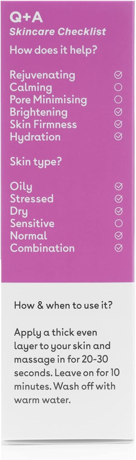 Q+A Vitamin A.C.E. Warming Gel Mask, An Antioxidant Rich Face Mask Packed With Super Food Ingredients, 75Ml