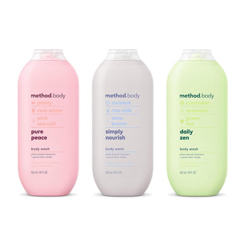 Method Body Wash Variety Pack - Pure Peace 18 fl oz, Simply Nourish 18 fl oz, Daily Zen 18 fl oz, Paraben and Phthalate Free