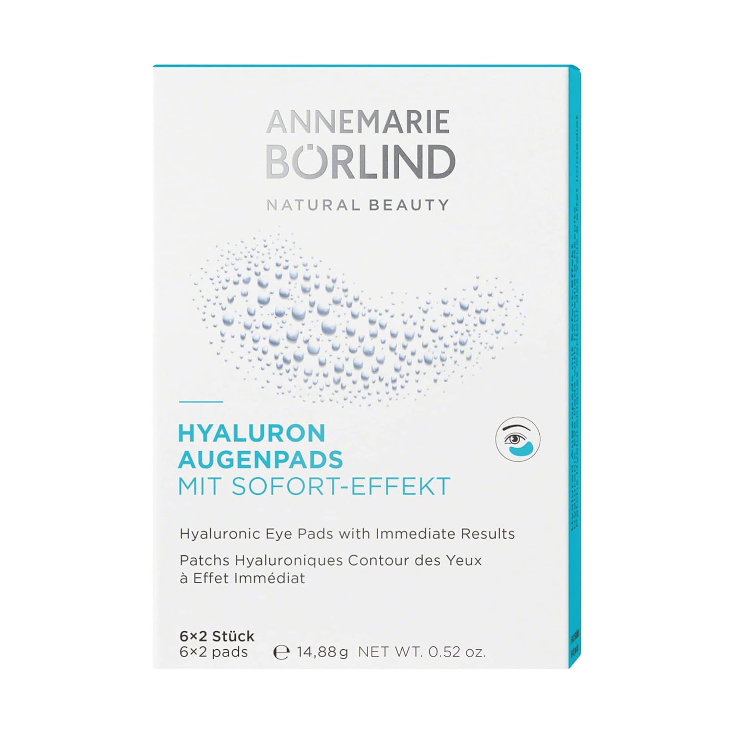 Annemarie Börlind Hyaluronic Acid Under Eye Mask – Vegan Eye Patches For Puffy Eyes With Tremella And Konjac Root– Remove Under Eye Bags Instantly – Cruelty-Free Gel Eye Patch – 6 Pairs