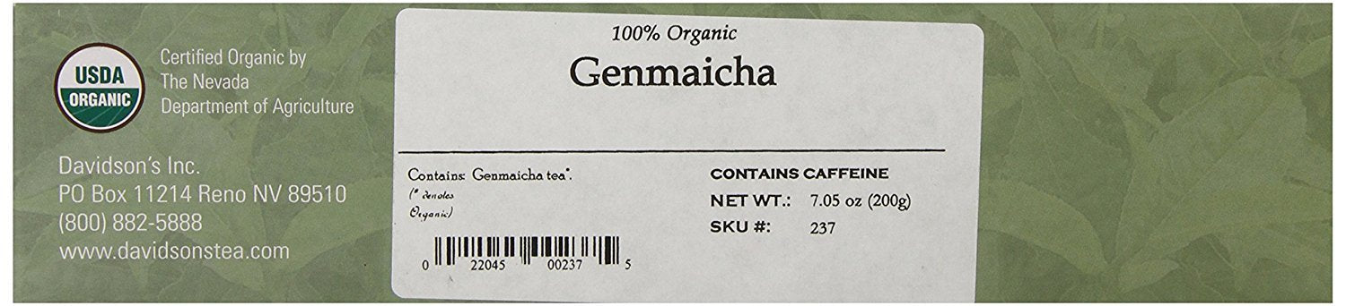 Davidson'S Organics, Genmaicha, 100-Count Unwrapped Tea Bags