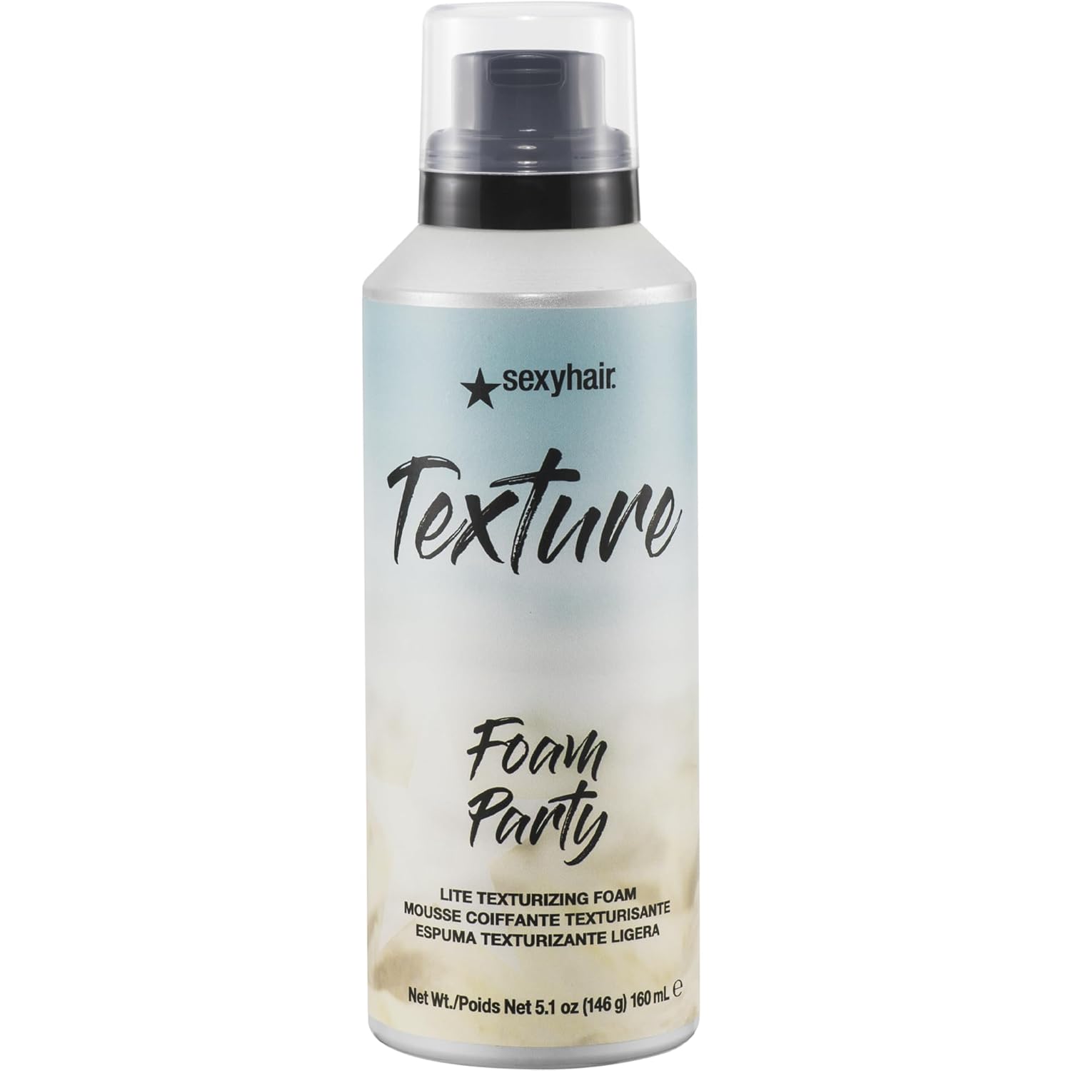 Sexyhair Texture Foam Party Lite Texturizing Foam, 5.1 Oz | Buildable Hold | Adds Shine | All Hair Types