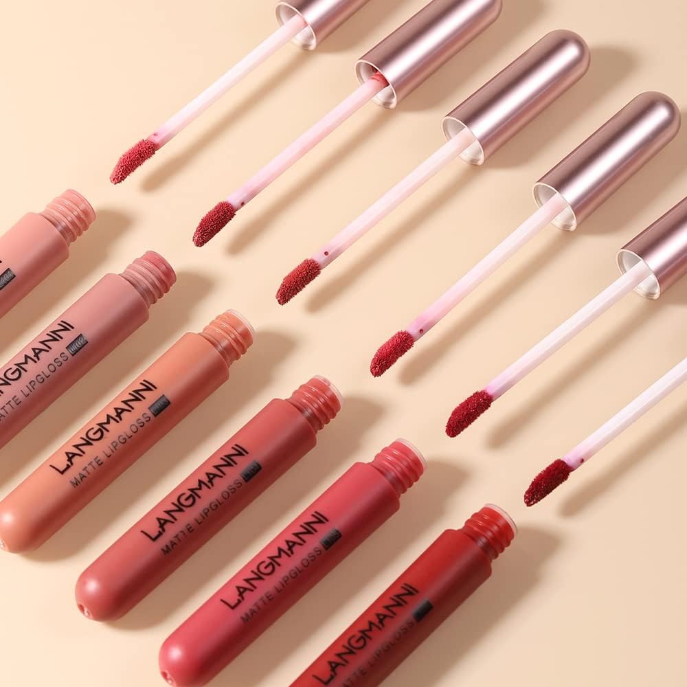 6 Colors Matte Lip Gloss Set Moisturizing Non-Stick Cup Velvet Lip Gloss Lipstick Set : Amazon.co.uk: Beauty