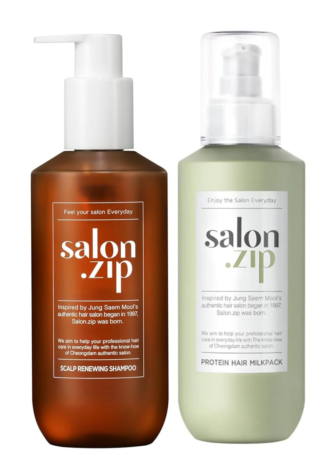 Jung Saem Mool Salon.Zip Protein Hair Milk Pack + Scalp Renewing Shampoo