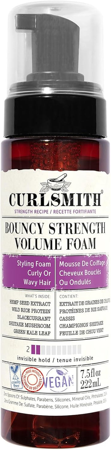 Curlsmith - Bouncy Strength Volume Foam, Styling Foam For Curly & Wavy Hair, Light Hold (222Ml)