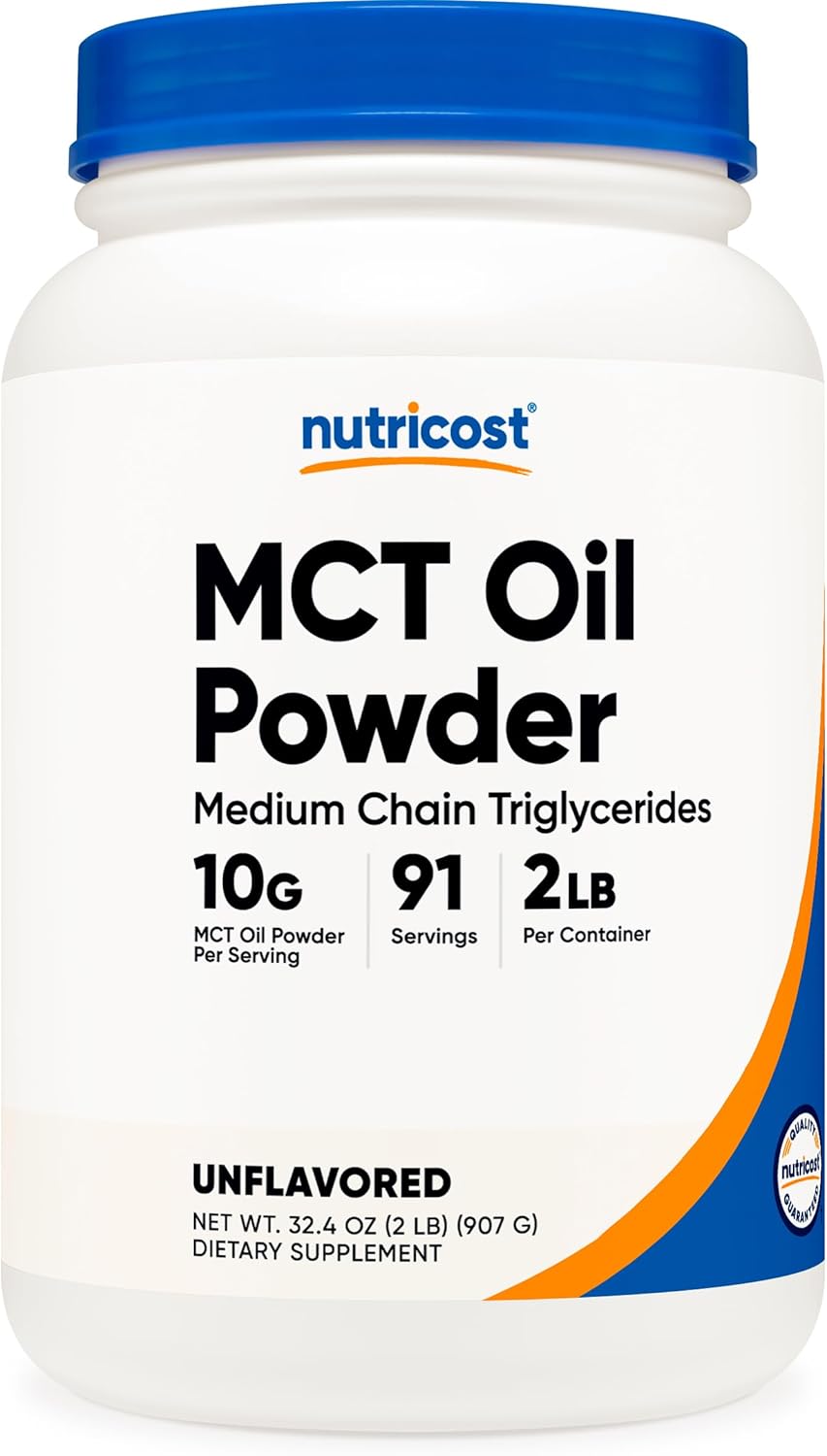 Nutricost MCT Oil Powder 2LBS (32oz) - Great for Ketosis and Ketogenic Diets - Zero Net Carbs - Non-GMO + Gluten Free