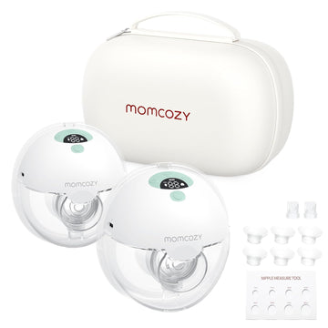 Momcozy Breast Pump Hands Free M5, Wearable Breast Pump Of Baby Mouth Double-Sealed Flange With 3 Modes & 9 Levels, Electric Breast Pump Portable - 24Mm, 2 Pack Mint