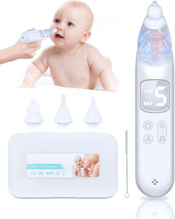 Baby Nasal Aspirator Nose Sucker: Bitjoy Electric 5 Levels Nose Suction - with Soothing Music Light and 3 Silicone Tips