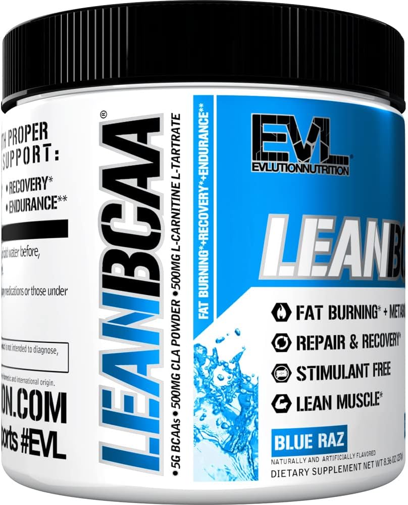 Evlution Stimulant Free Lean BCAA Powder Nutrition BCAAs Amino Acids Powder with CLA Carnitine and 2:1:1 Branched Chain Amino Acids Supports Muscle Recovery Fat Burn and Metabolism - Blue Raz : Health & Household
