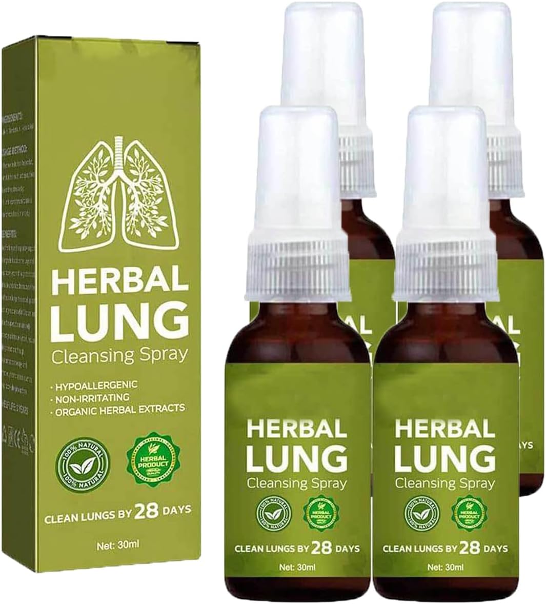 Gfouk Breathdetox Herbal Lung Cleansing Spray,Herbal Lung Cleanse Spray,Breath Detox Herbal Lung Cleansing Spray,Cleanse & Respiratory (4PCS)