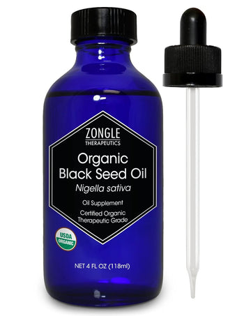 Organic Black Seed Oil By Zongle, 4 Oz – Unrefined Virgin, Cold Pressed – Usda Certified Pure, Safe To Ingest, Food Grade, Therapeutic Grade