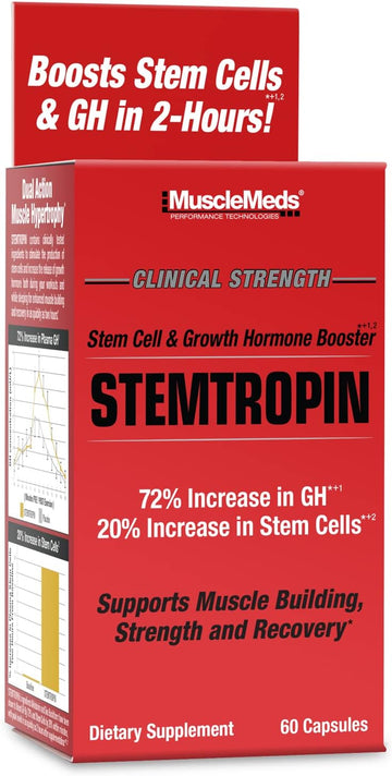 MuscleMeds STEMTROPIN Stem Cell & Growth Factor Booster, Natural Supplement for Performance Enhancement & Anti-Aging, Muscle Building and Recovery, 60 Veggie Capsules