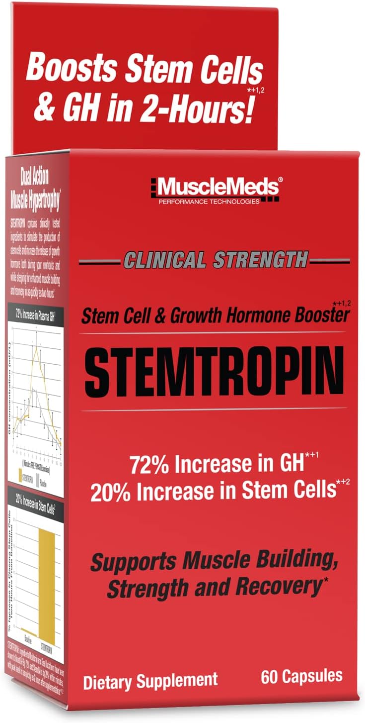 Musclemeds Stemtropin Stem Cell & Growth Factor Booster, Natural Supplement For Performance Enhancement & Anti-Aging, Muscle Building And Recovery, 60 Veggie Capsules