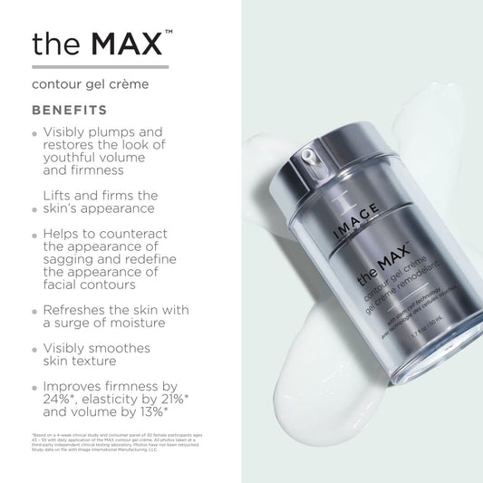 Image Skincare, The Max Contour Gel Crème, Facial Gel Moisturizer To Uplift The Appearance Of Sagging Skin And Restore Look Of Firmness To Face, 1.7 Fl Oz