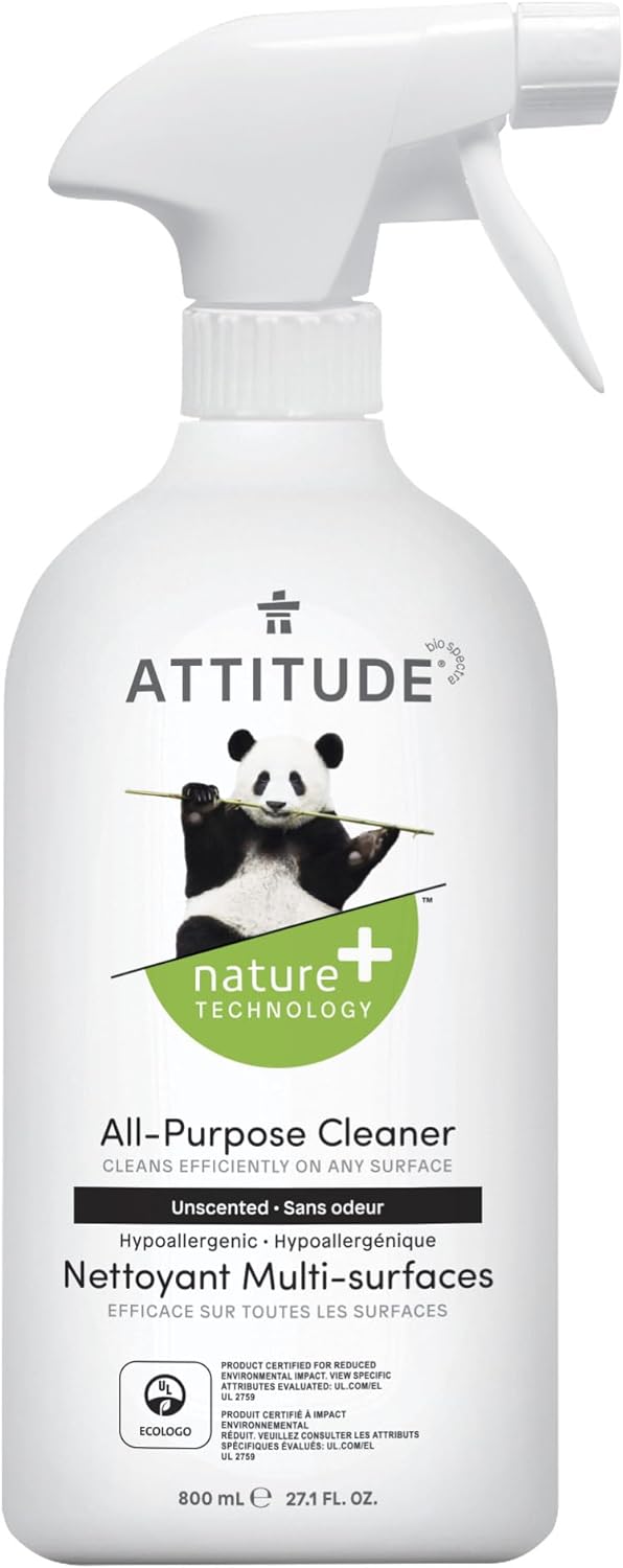 ATTITUDE All Purpose Cleaner, EWG Verified Multi-Surface Products, Vegan, Naturally Derived Multipurpose Cleaning Spray, Unscented, 27.1 Fl Oz