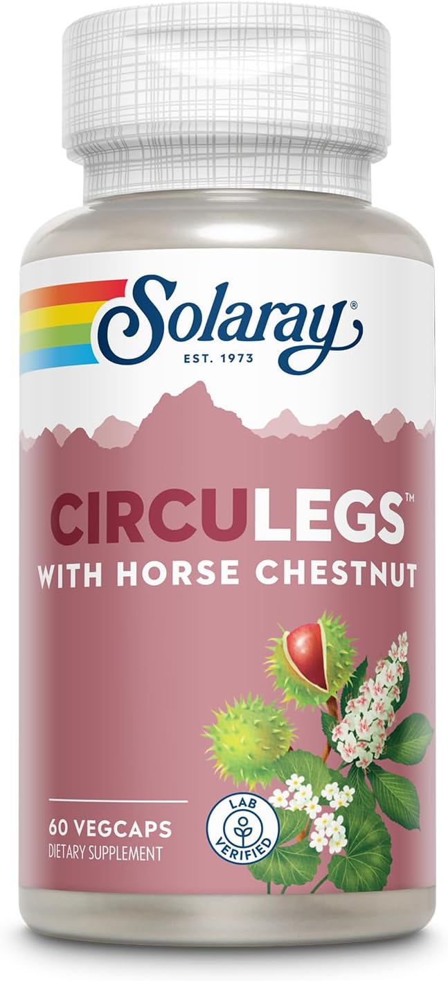 Solaray Circulegs With Horse Chestnut Extract, Gotu Kola, Butcher'S Broom, And More, Circulation And Vein Support For Healthy Legs, 60-Day Guarantee, Lab Verified (30 Serv, 60 Vegcaps)