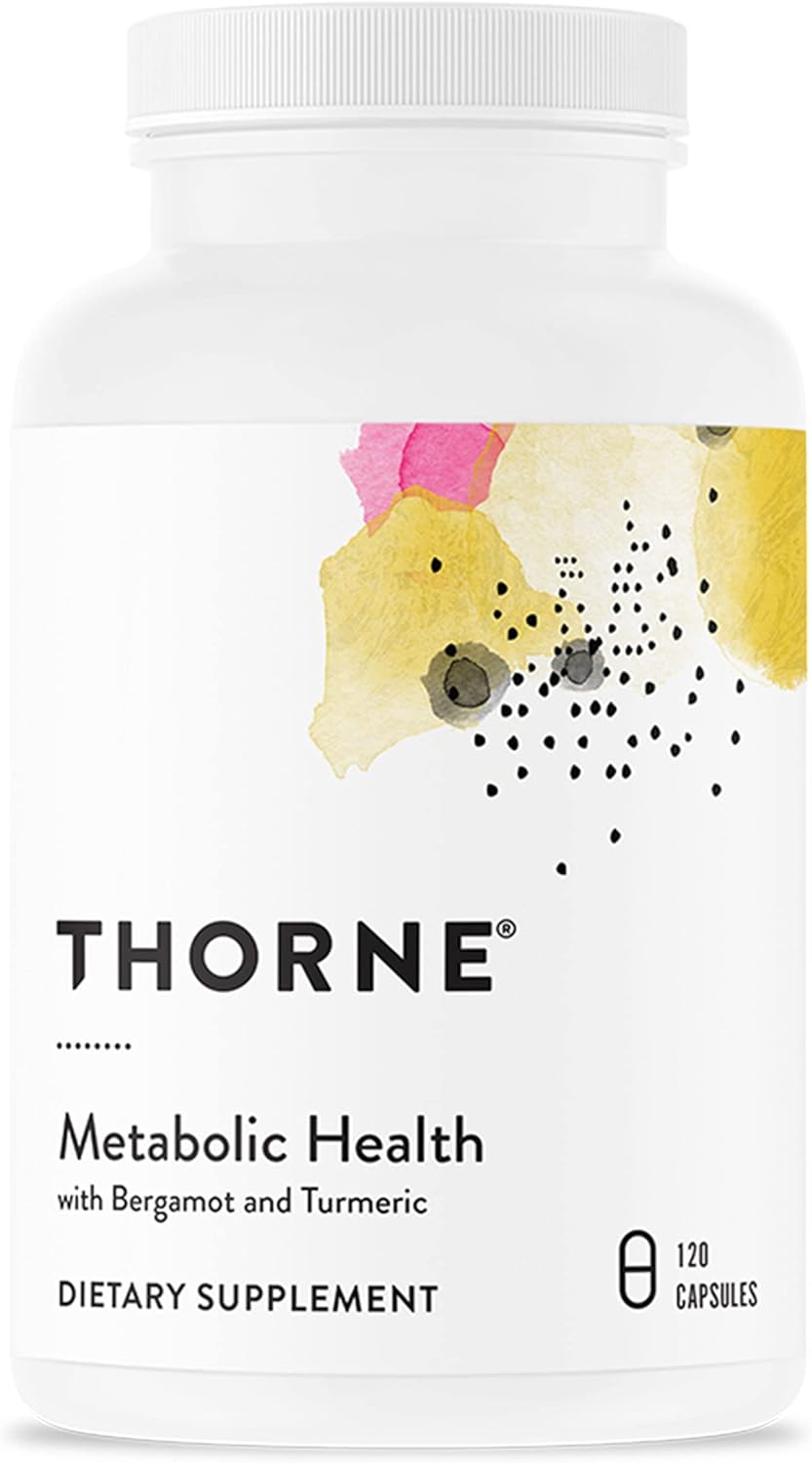 Thorne Metabolic Health - Gut Health Supplement To Aid Weight Management - Bergamot Supplement With Silicon Dioxide - Turmeric Supplement To Support Blood Health & Vessels - 120 Capsules