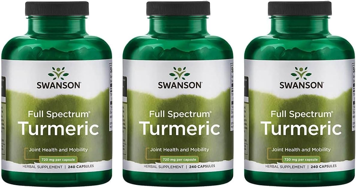 Swanson Full Spectrum Turmeric (Curcumin) - Joint Health, Digestion, And Liver Support Supplement - Curcuma Longa - 2 Pack Of 240 Capsules (3 Pack)
