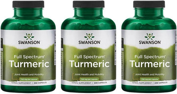Swanson Full Spectrum Turmeric (Curcumin) - Joint Health, Digestion, And Liver Support Supplement - Curcuma Longa - 2 Pack Of 240 Capsules (3 Pack)